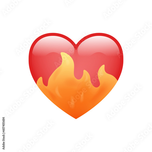 Heart on fire emoji isolated on white background. Emoticons symbol modern, simple, vector, printed on paper. icon for website design, mobile app, and UI. Vector Illustration