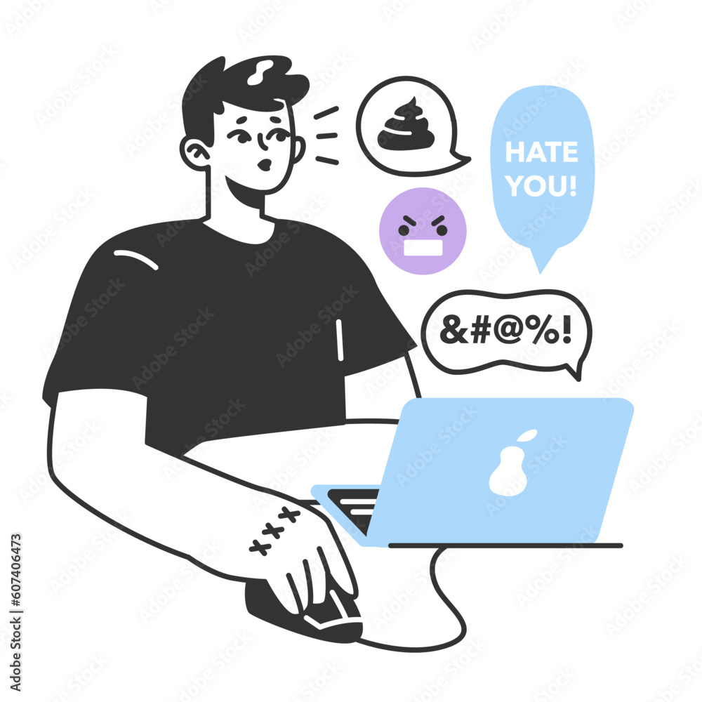 Cyberbullying. Online harassment with unfriendly, mean and hurtful