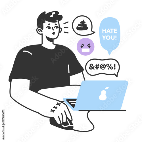 Cyberbullying. Online harassment with unfriendly, mean and hurtful