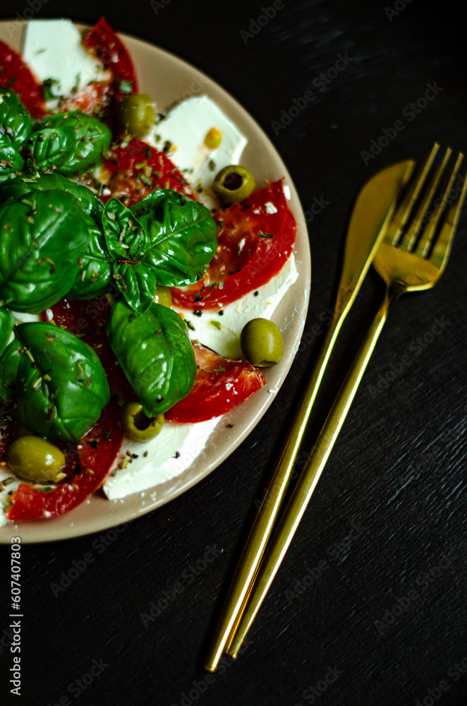 salad with tomato and basil