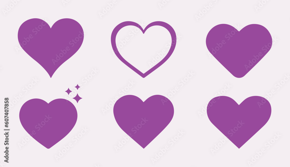 Purple heart icon vector illustration. Love, romance, passion. Cute, sweet