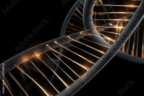 dna double helix, twisting and turning in 3d space, created with generative ai