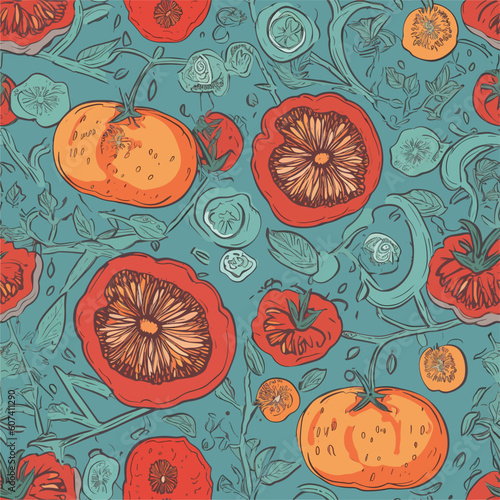 Seamless Colorful Tomato Pattern.

Seamless pattern of tomatos in colorful style. Add color to your digital project with our pattern!