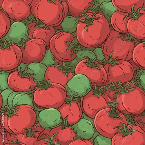 Seamless Colorful Tomato Pattern.

Seamless pattern of tomatos in colorful style. Add color to your digital project with our pattern!