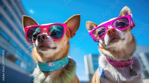 chihuahuas wearing colorful sunglasses © Andrus Ciprian