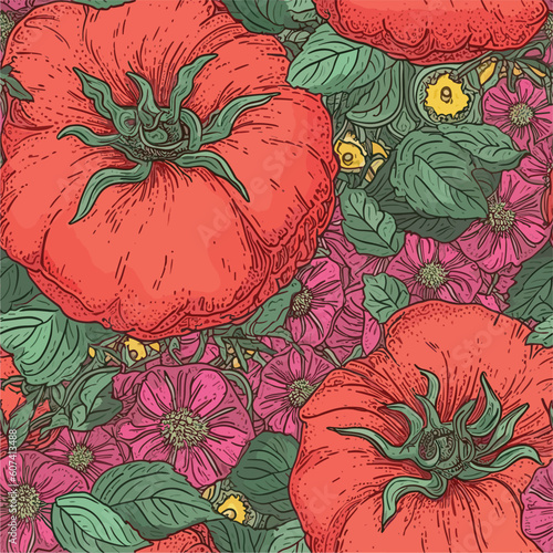 Seamless Colorful Tomato Pattern.

Seamless pattern of tomatos in colorful style. Add color to your digital project with our pattern!