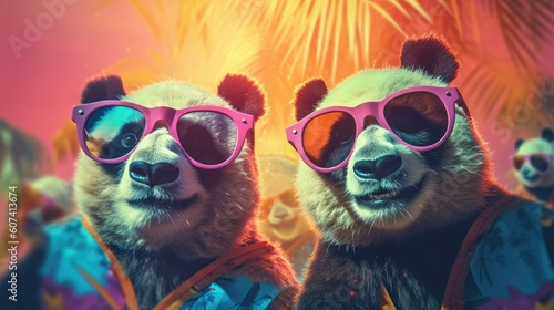 panda bears wearing colorful sunglasses © Andrus Ciprian