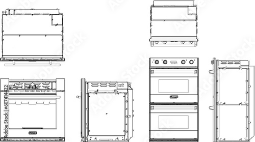 Vector illustration sketch of an oven for baking food in the kitchen