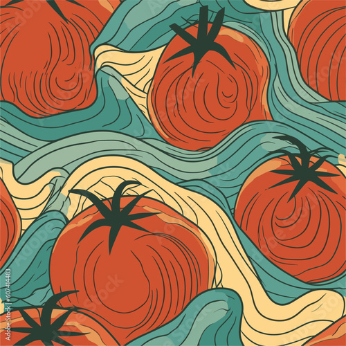 Seamless Colorful Tomato Pattern.

Seamless pattern of tomatos in colorful style. Add color to your digital project with our pattern!
