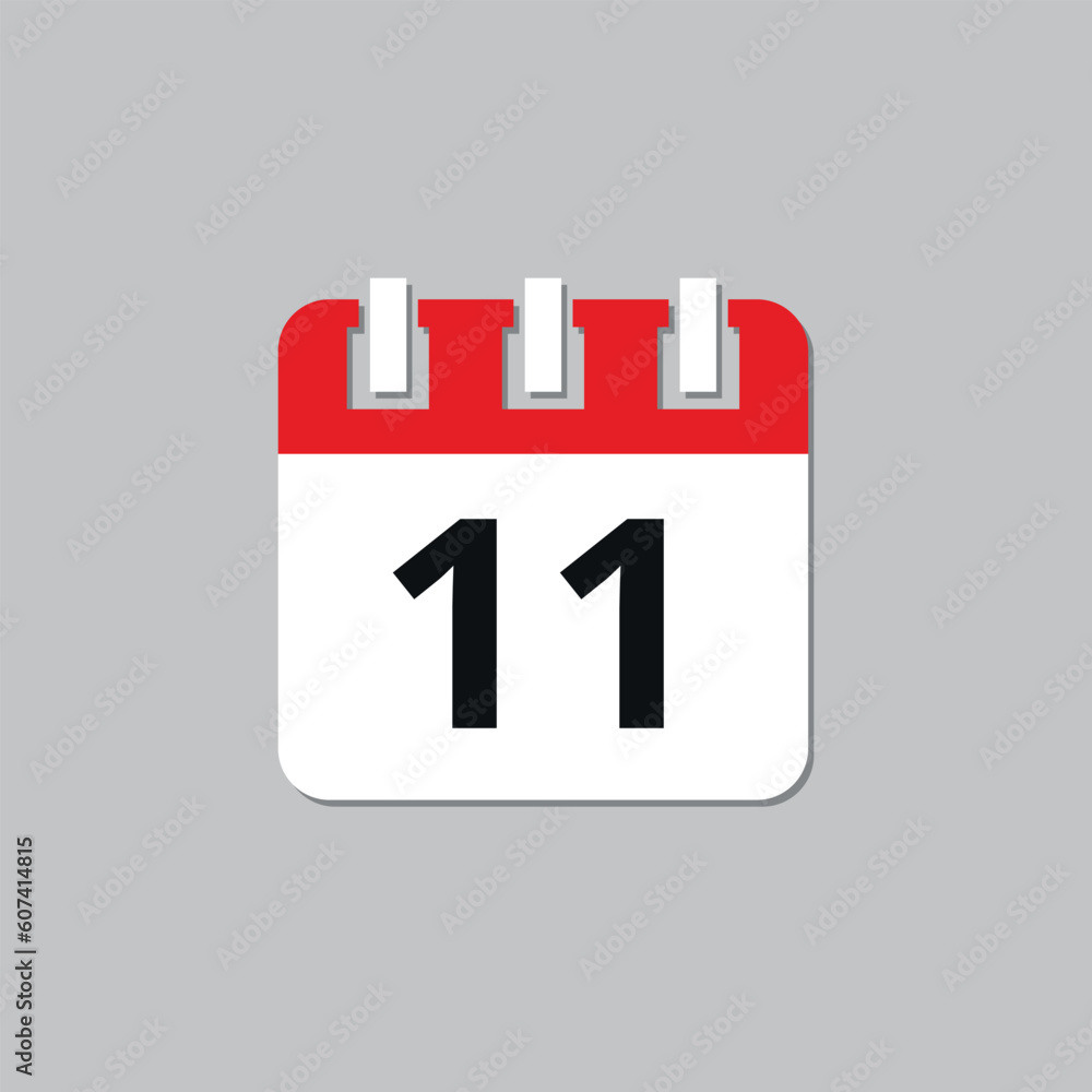 Specific day calendar red flat icon. Calendar icon vector illustration for websites and graphic resources. Date set on the 11st. Specific day calendar red flat icon. Calendar icon vector illustration for websites and graphic resources. Date set on the 11st.