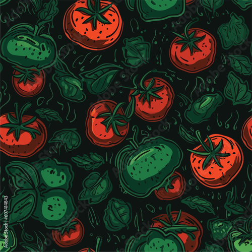 Seamless Colorful Tomato Pattern.

Seamless pattern of tomatos in colorful style. Add color to your digital project with our pattern!