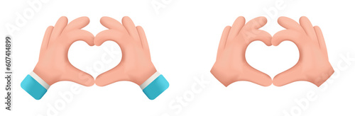 3D Heart Hands design. High quality isolated on a white background. Heart emoji set. Social media emojis. Simple  vector  printed on paper. icon for website design  and mobile app.