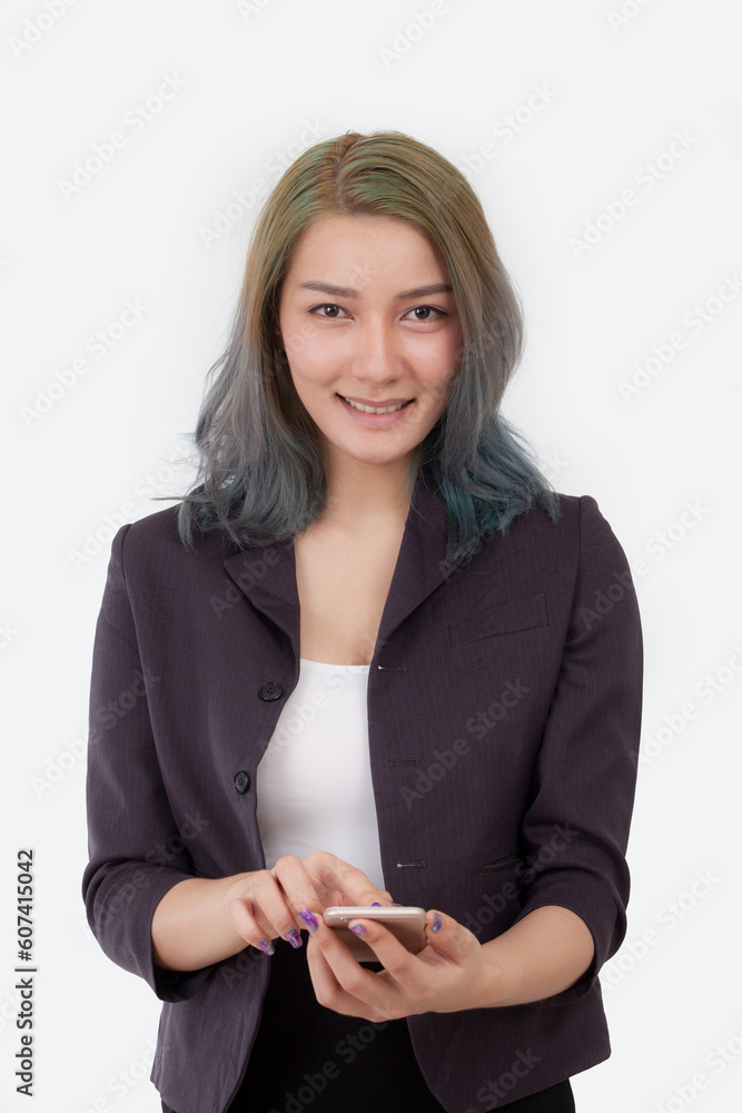 business woman hold tablet on white background business woman hold tablet on white background