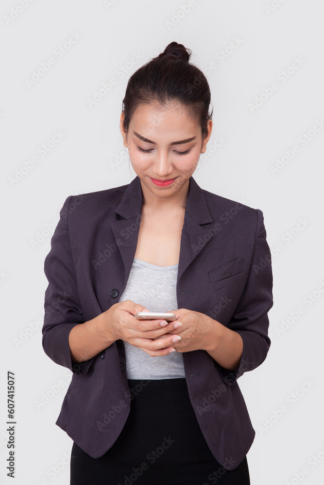 business woman hold tablet on white background business woman hold tablet on white background