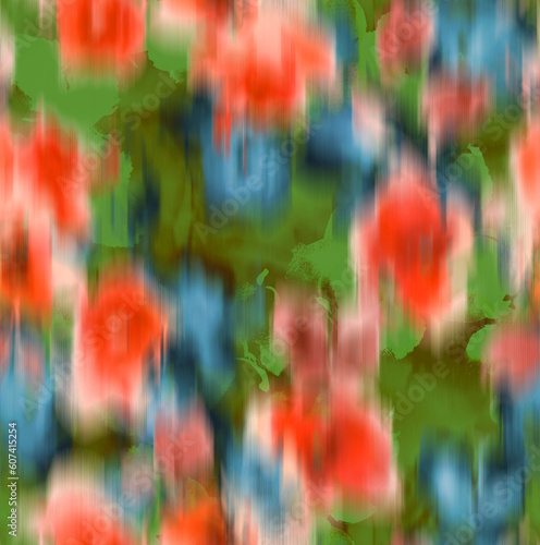Abstract Blurred Florals Silhouettes Brush Effect Ombre Roses Seamless Pattern Textured Background Trendy Fashion Colors Perfect for Allover Fabric Print