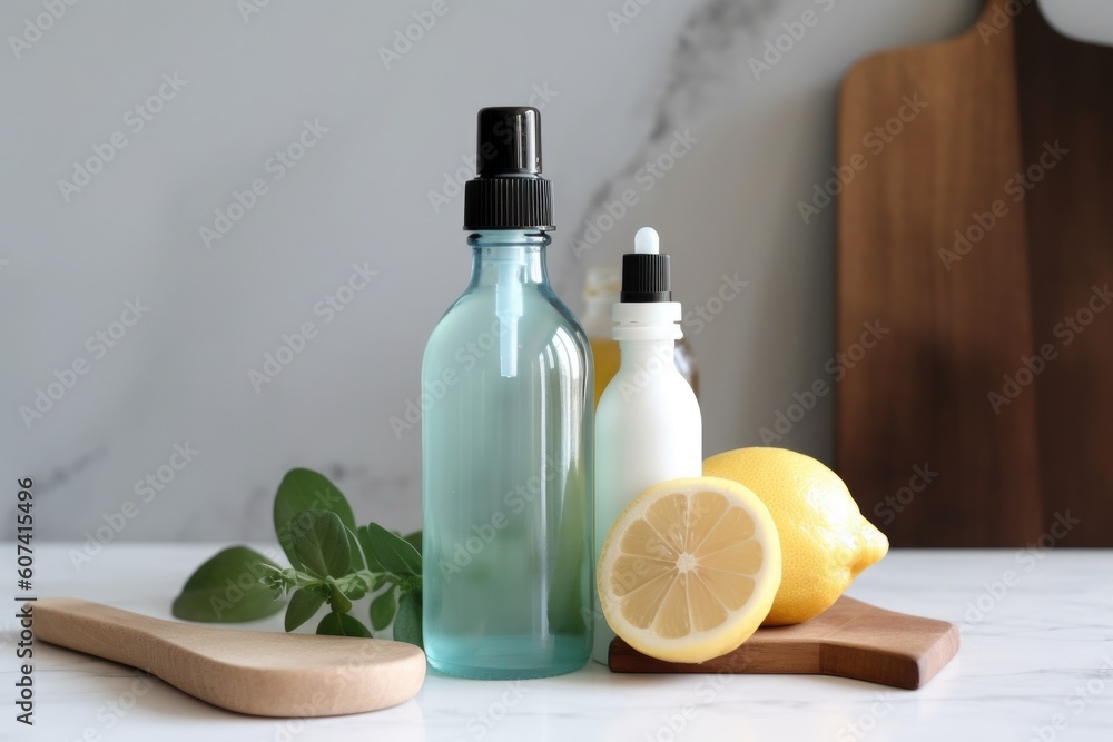 homemade cleaning spray bottle with ingredients and instructions for making your own all-purpose cleaner, created with generative ai homemade cleaning spray bottle with ingredients and instructions for making your own all-purpose cleaner, created with generative ai