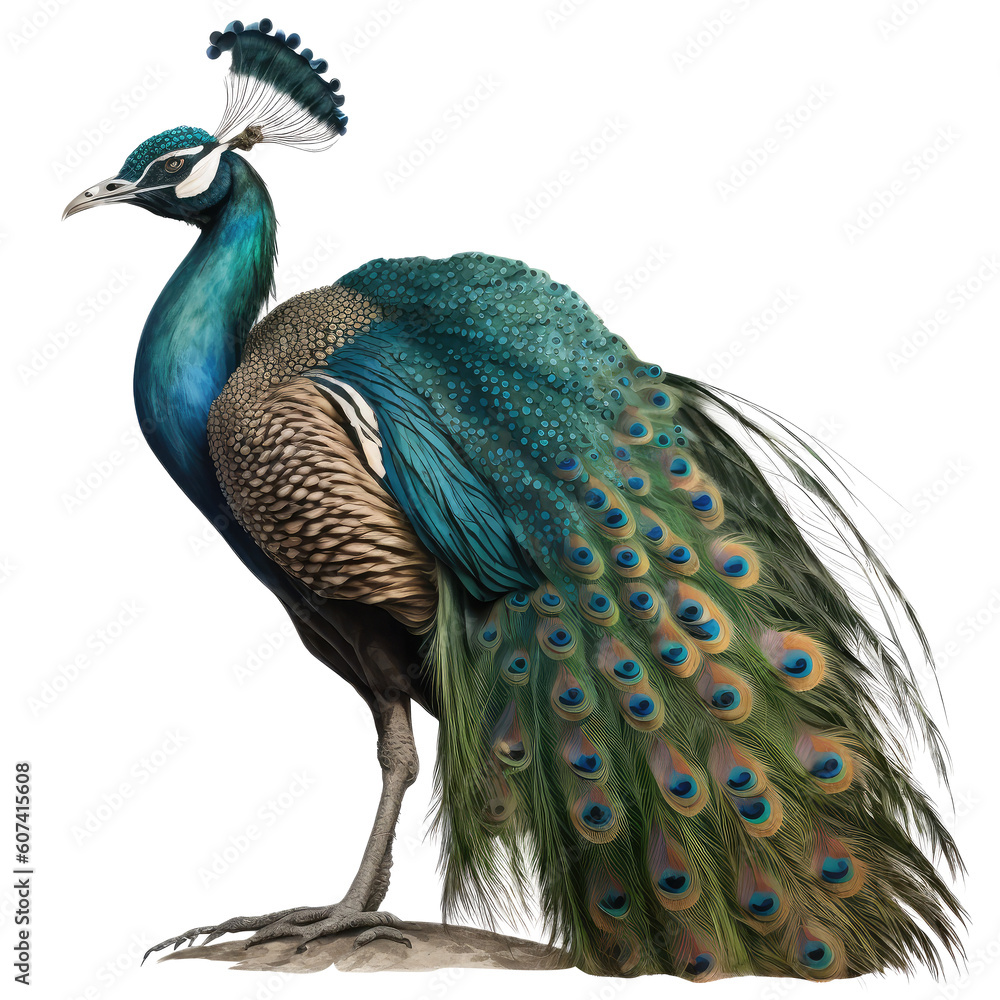 Obraz premium peafowl standing isolated on white