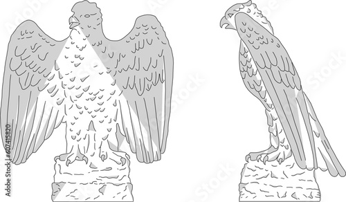 Vector sketch illustration of a greek classical vintage great eagle statue