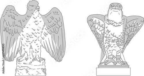 Vector sketch illustration of a Greek classical vintage roman eagle statue