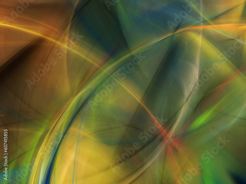 yellow and green abstract fractal background 3d rendering illustration