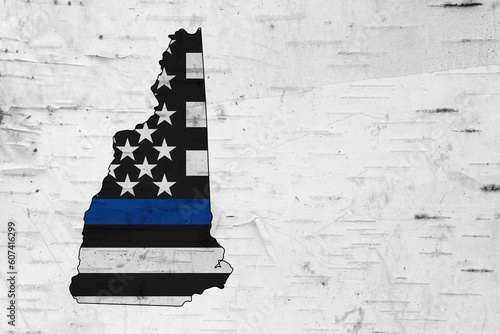 American thin blue line flag on map of New Hampshire photo