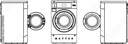 Vector illustration sketch of Commercial Laundry and Dry Cleaning Equipment