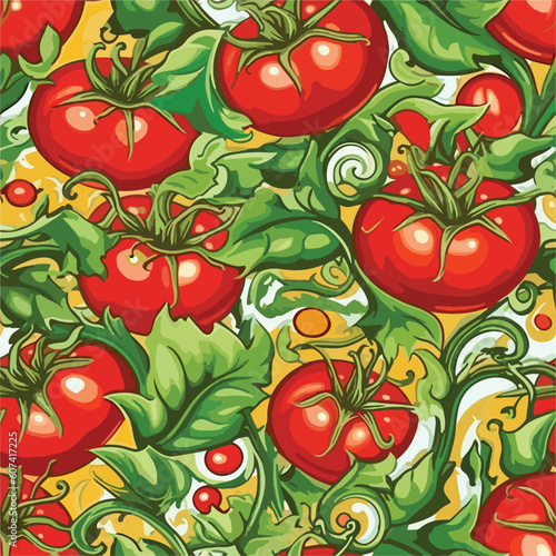 Seamless Colorful Tomato Pattern.

Seamless pattern of tomatos in colorful style. Add color to your digital project with our pattern!