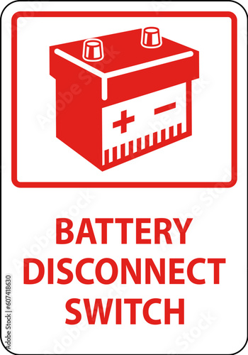 Battery Disconnect Switch Sign On White Background
