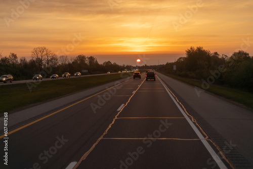 sunset on the highway