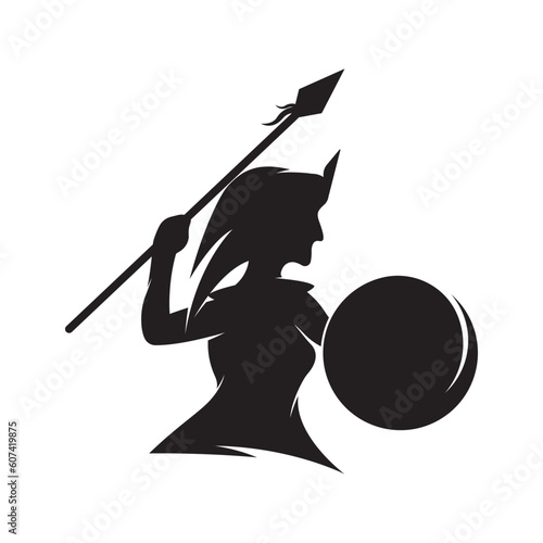 Silhouette of athena logo vector design
