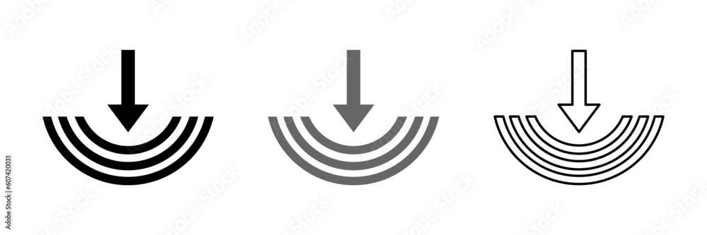 Pressure vector icons. Power impact symbols set Pressure vector icons. Power impact symbols set