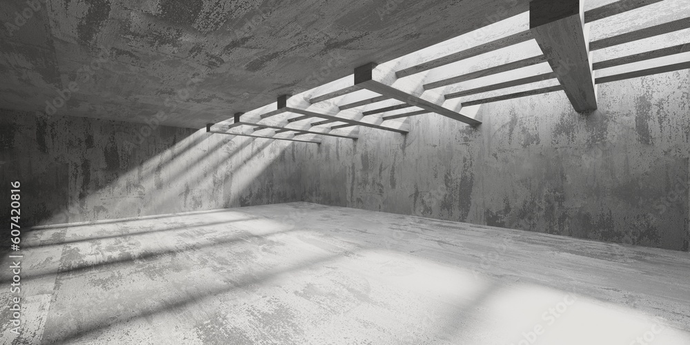 Fototapeta premium Abstract interior design concrete room. Architectural background