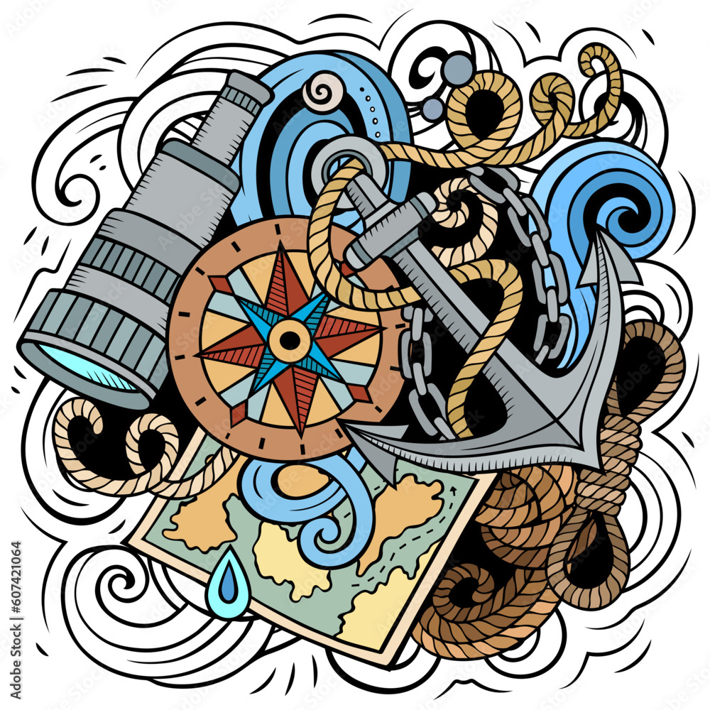 Nautical cartoon vector illustration. Nautical cartoon vector illustration.