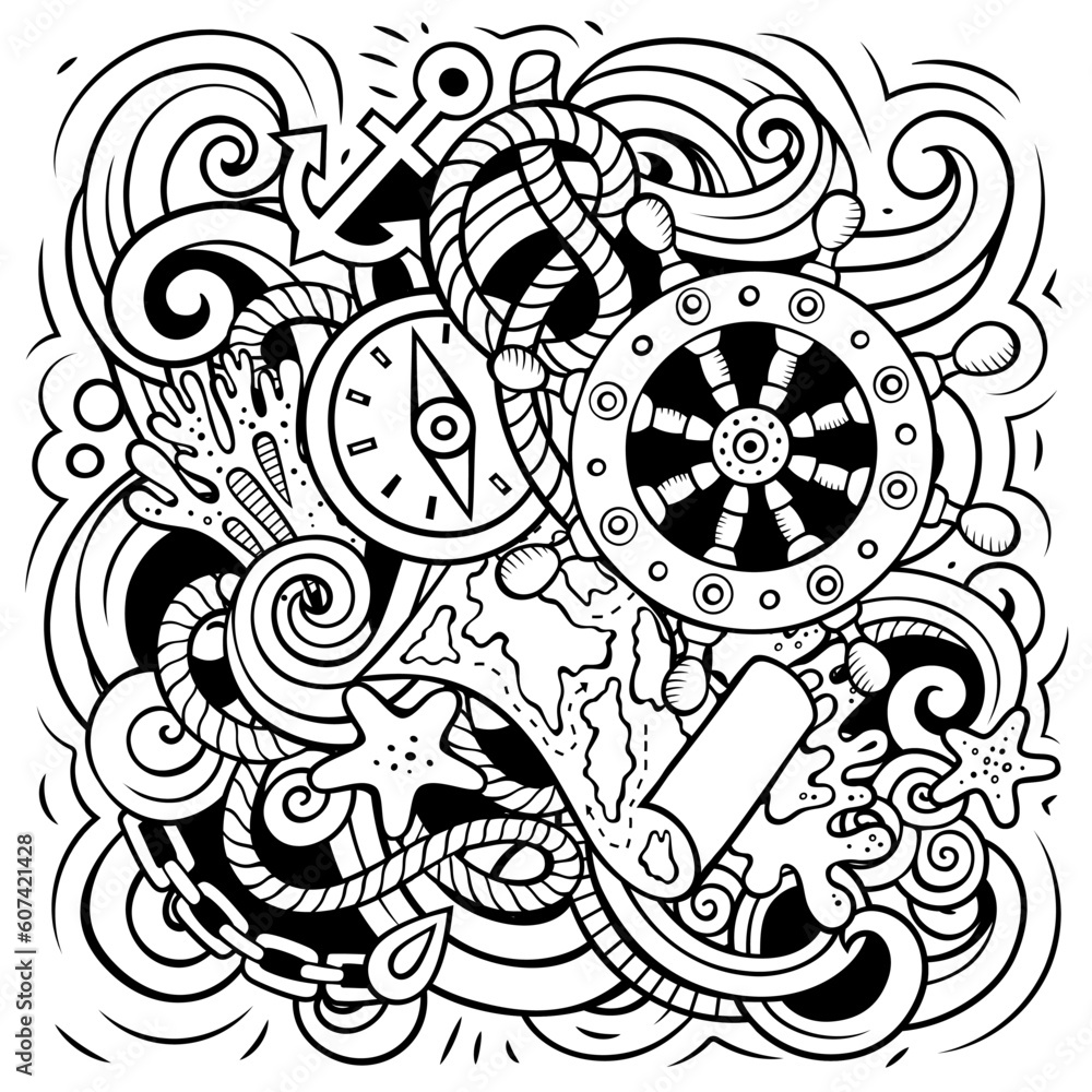Nautical cartoon vector illustration. Nautical cartoon vector illustration.