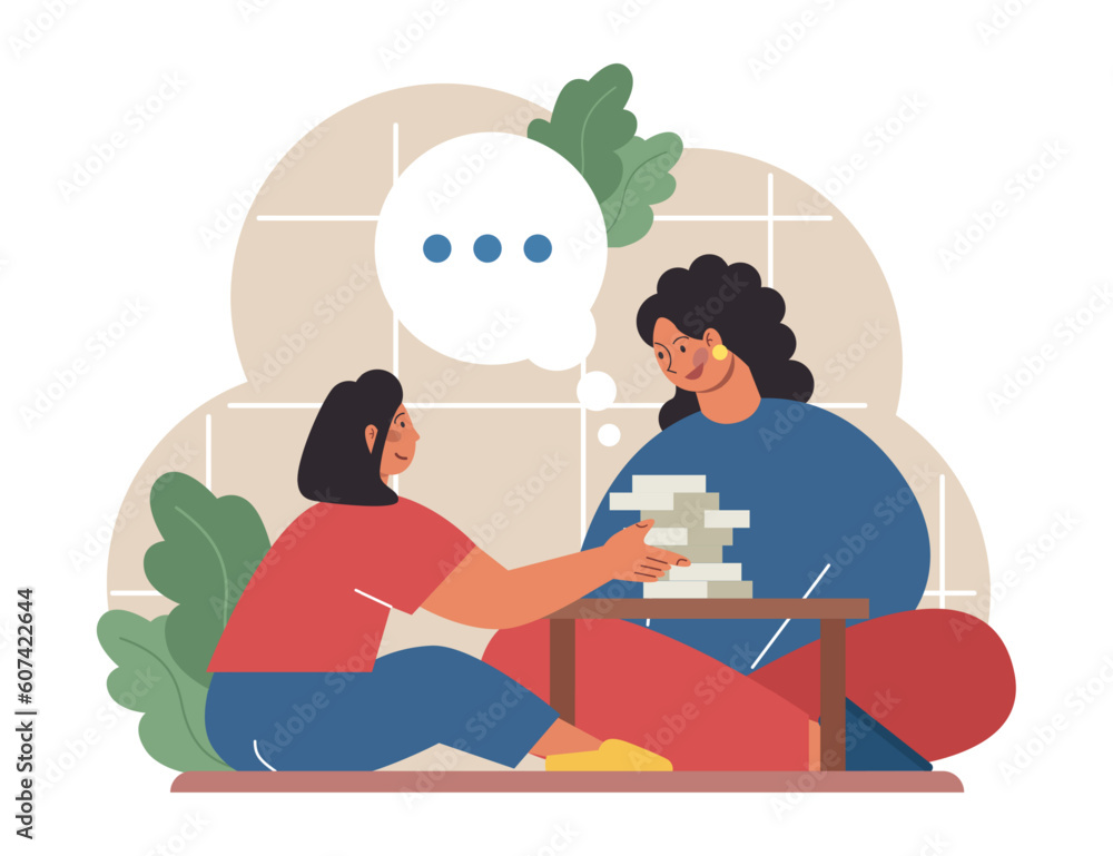Fototapeta premium Joint parenting. Divorced spouses raising a child together. Mom and daughter