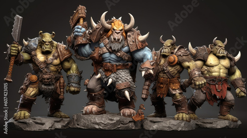Orcs in armor on a dark background