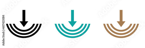 Pressure flat vector icons. Power impact symbols set