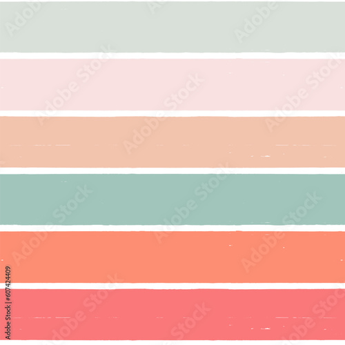 Hand drawn vector seamless stripe pattern. Pink, orange and green girly stripes background, pastel brush strokes, cute baby paintbrush line backdrop