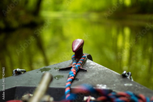 Fototapeta Front of canal boat on the water
