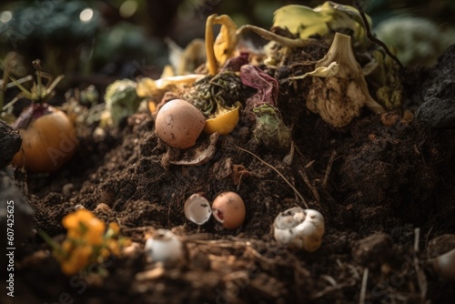 close-up of pile of compost, teeming with life, created with generative ai