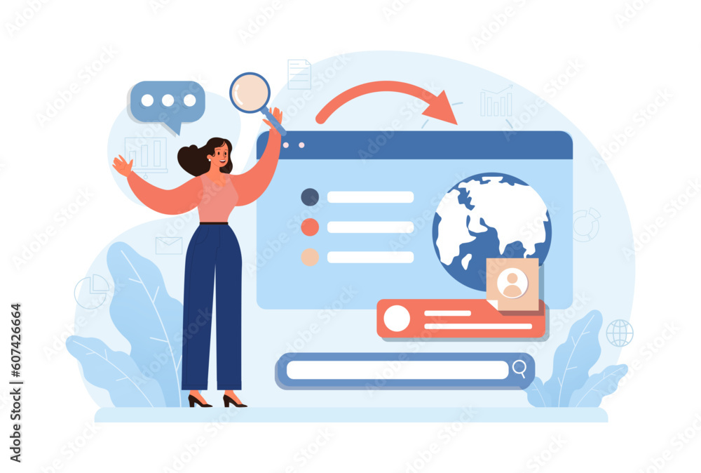 New customers search. Character web searching. Business development