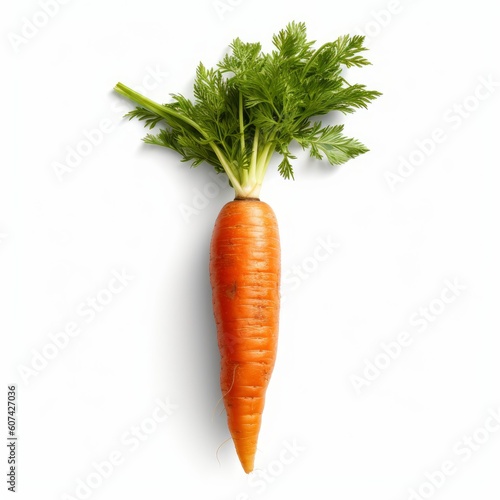 Fresh single carrot isolated on white background. Fresh raw organic vegetable. Generative AI.