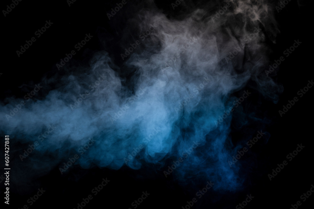 Blue and yellow steam on a black background. Blue and yellow steam on a black background.