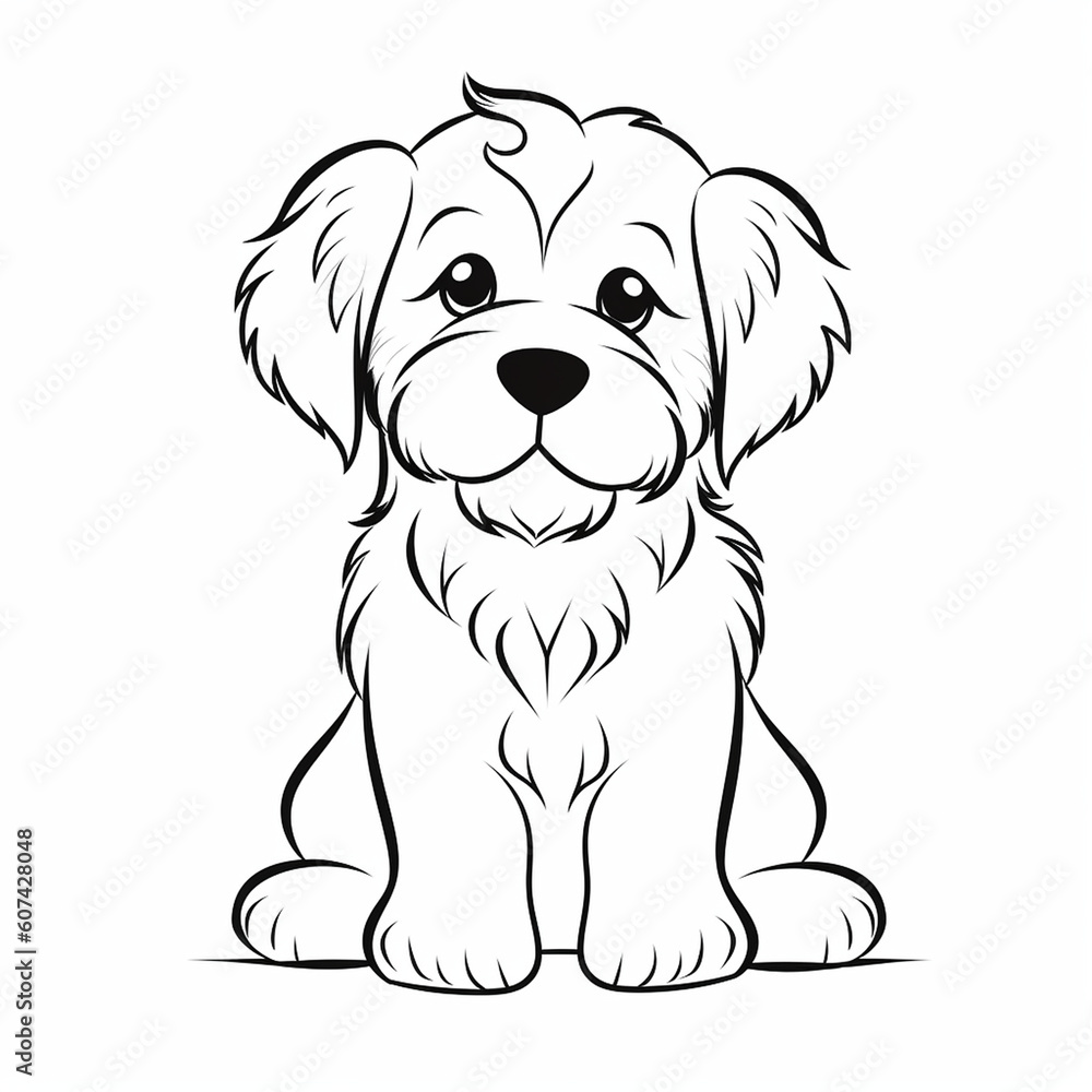 Fototapeta premium dog, cartoon, animal, puppy, pet, illustration, vector, cute, fun, art, happy, brown, drawing, canine, funny, isolated, tail, white, cat, labrador, comic, character, mammal, fur, ears