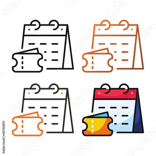 Buy ticket date icon design in four variation color