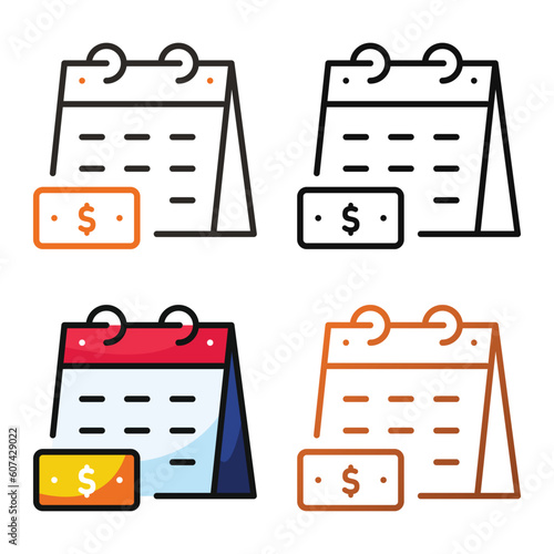 Payment date icon design in four variation color