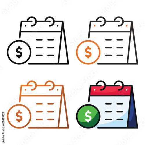 Payment date icon design in four variation color