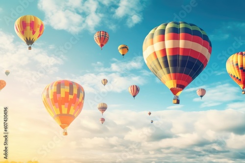 Colorful Hot Air Balloons in Flight  AI Generated