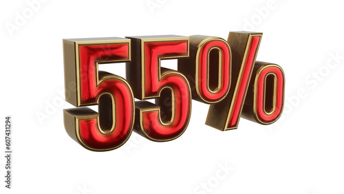 fifty five percent metallic red and gold 3D render