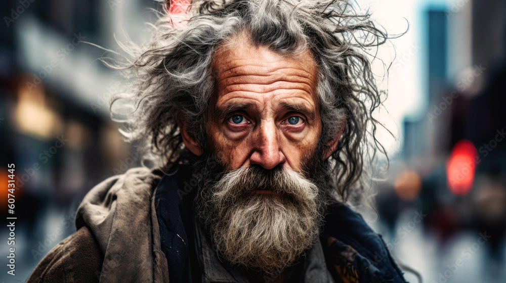 Obraz premium Within a photograph lies an untold tale of an American middle-class worker now a homeless silhouette .A testament to resilience amidst hardship, embody a raw narrative of dreams delayed.Generative AI